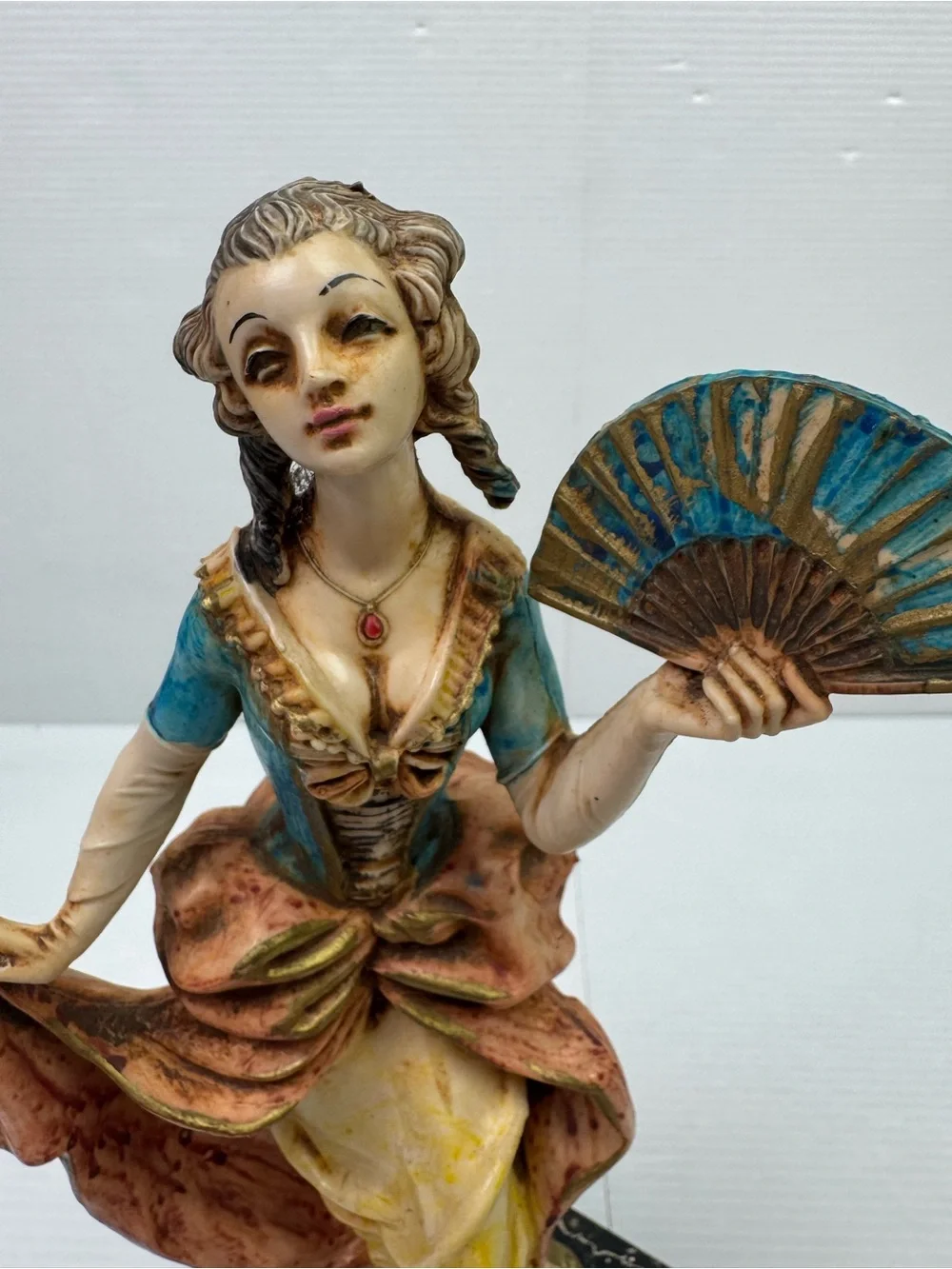 VTG Fontanini Depose Italy Gentleman Lady Figurine Set 177 178 Carrara Marble Ba